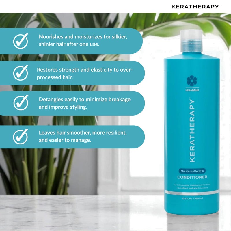 Keratherapy Keratin Infused Moisture Conditioner, 33.8 fl. oz., 1000 ml - Hydrating & Moisturizing Conditioner for Dry Hair with Collagen, Jojoba Oil, & Kerabond Technology - Image 3